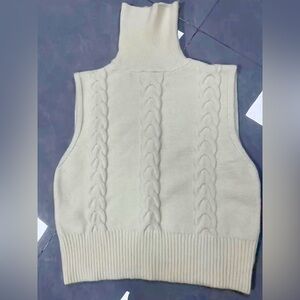 Cable Knit Turtleneck Sweater Vest
